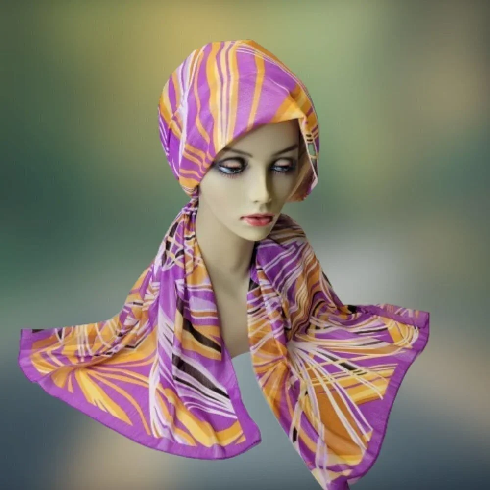 Purple Geometric Print Rectangular Scarf - Picture 4 of 6